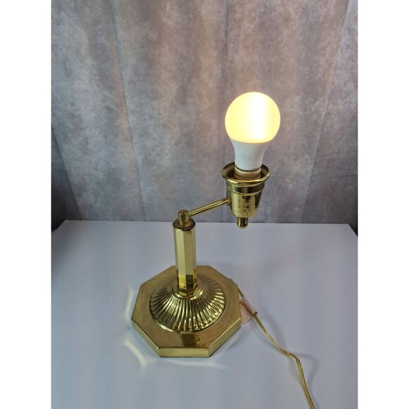 Vintage 1950's Brass Lamp, Small Brass Table Lamp NO SHADE Desk Lamp Art Deco - Picture 2 of 8